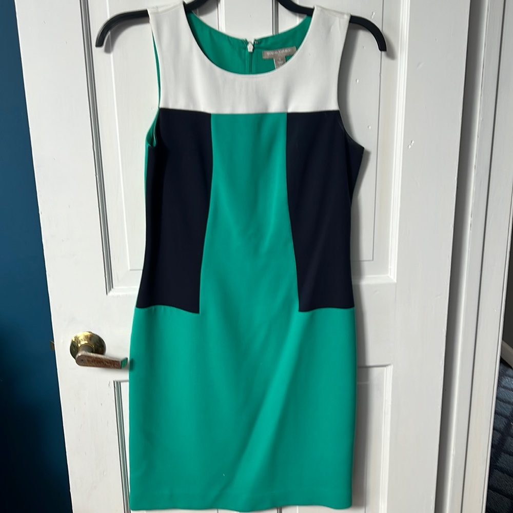 Banana Republic size 4 teal/blue/white color block professional dress